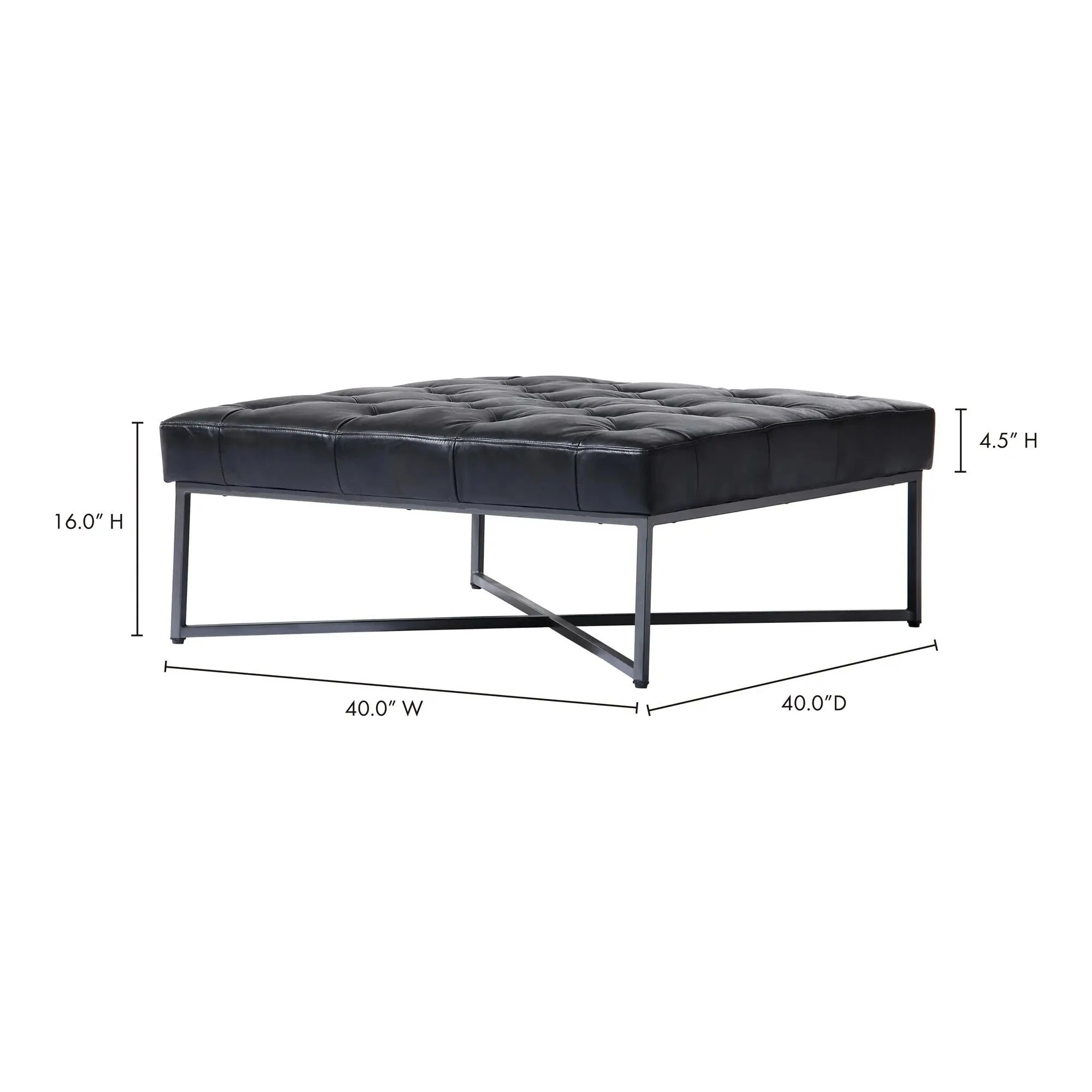 Moe’s Home Collection Thad Black Leather Ottoman - Image 6