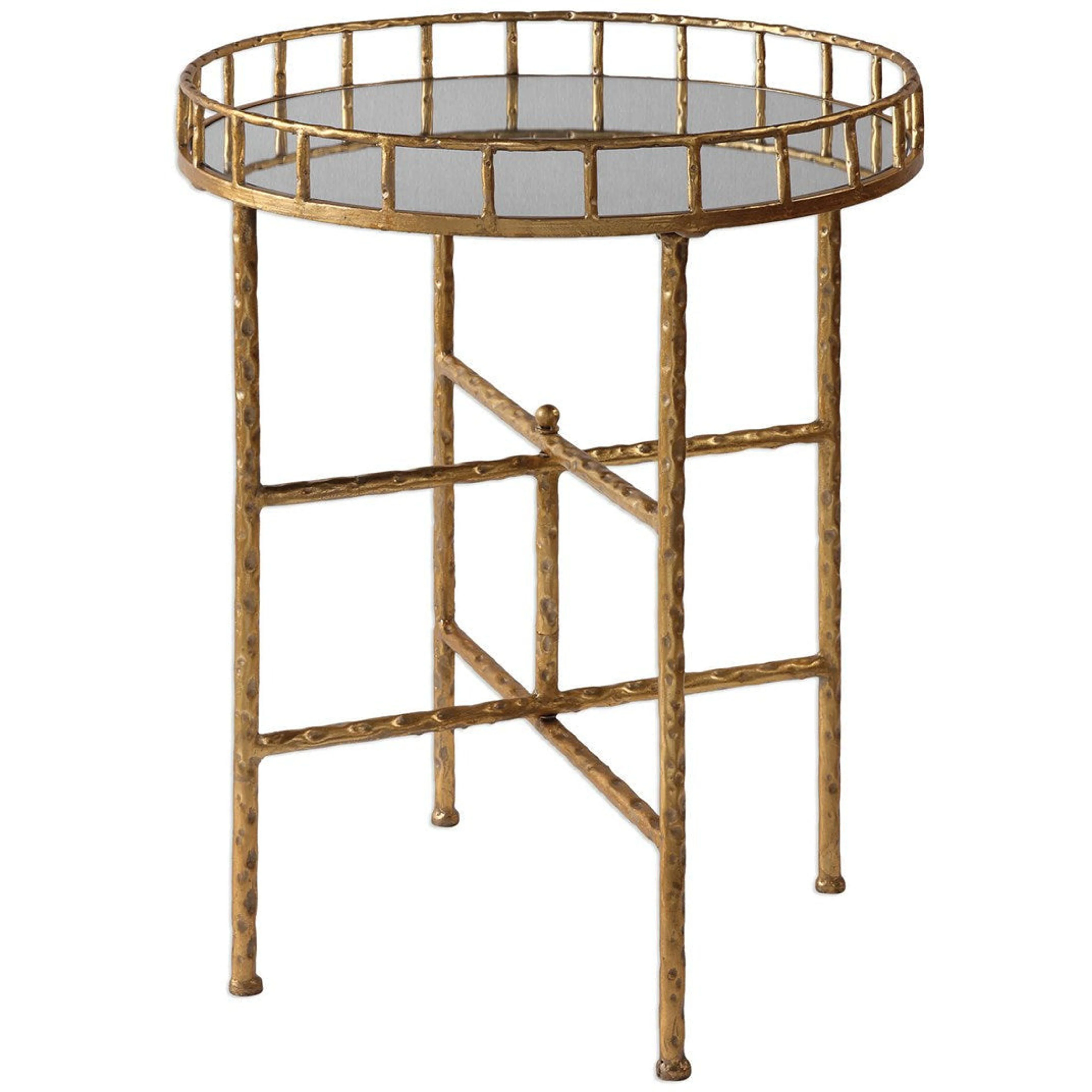 Uttermost Tilly Mirrored Tray Top With Gold Leaf Base Contemporary Accent Table - Image 3