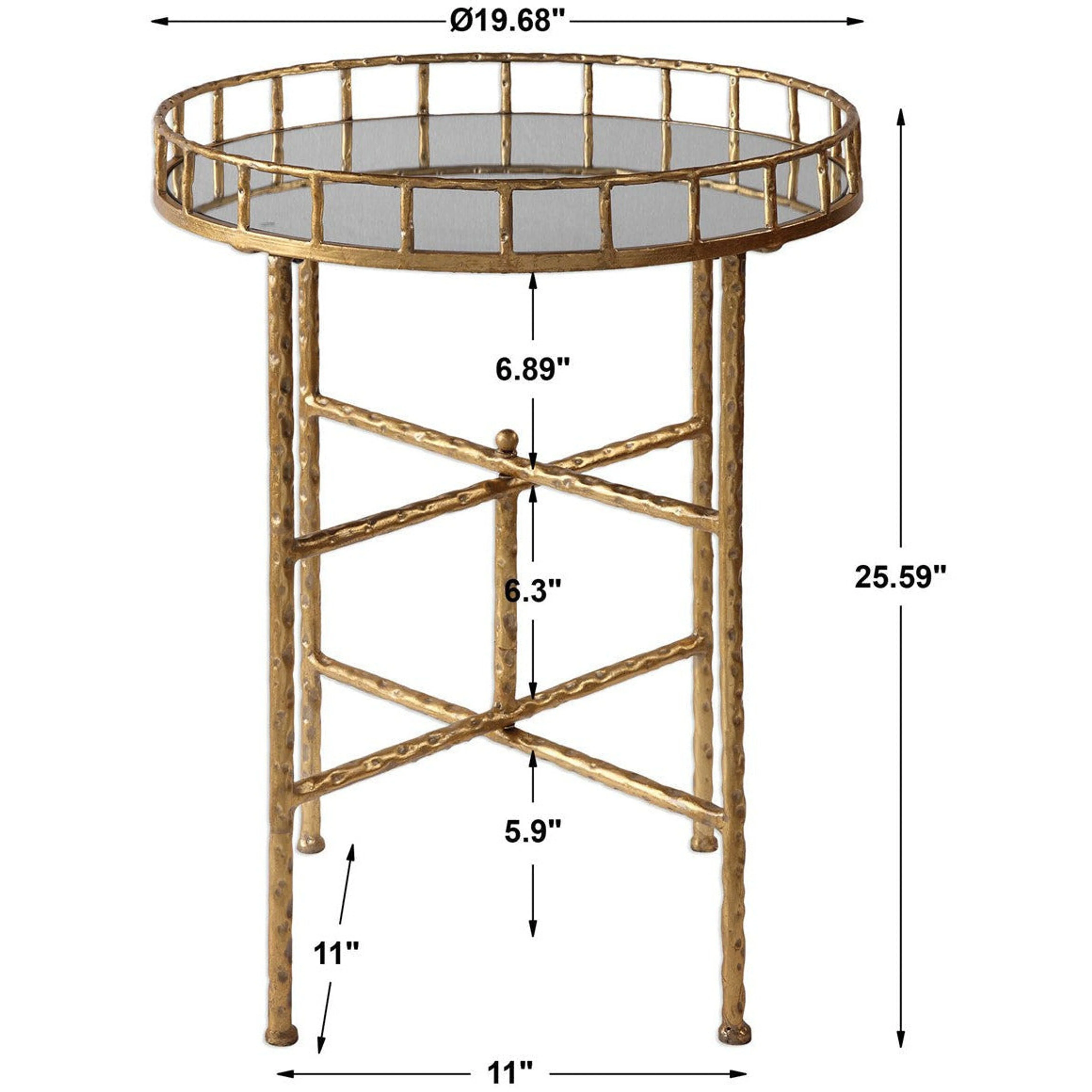 Uttermost Tilly Mirrored Tray Top With Gold Leaf Base Contemporary Accent Table - Image 4