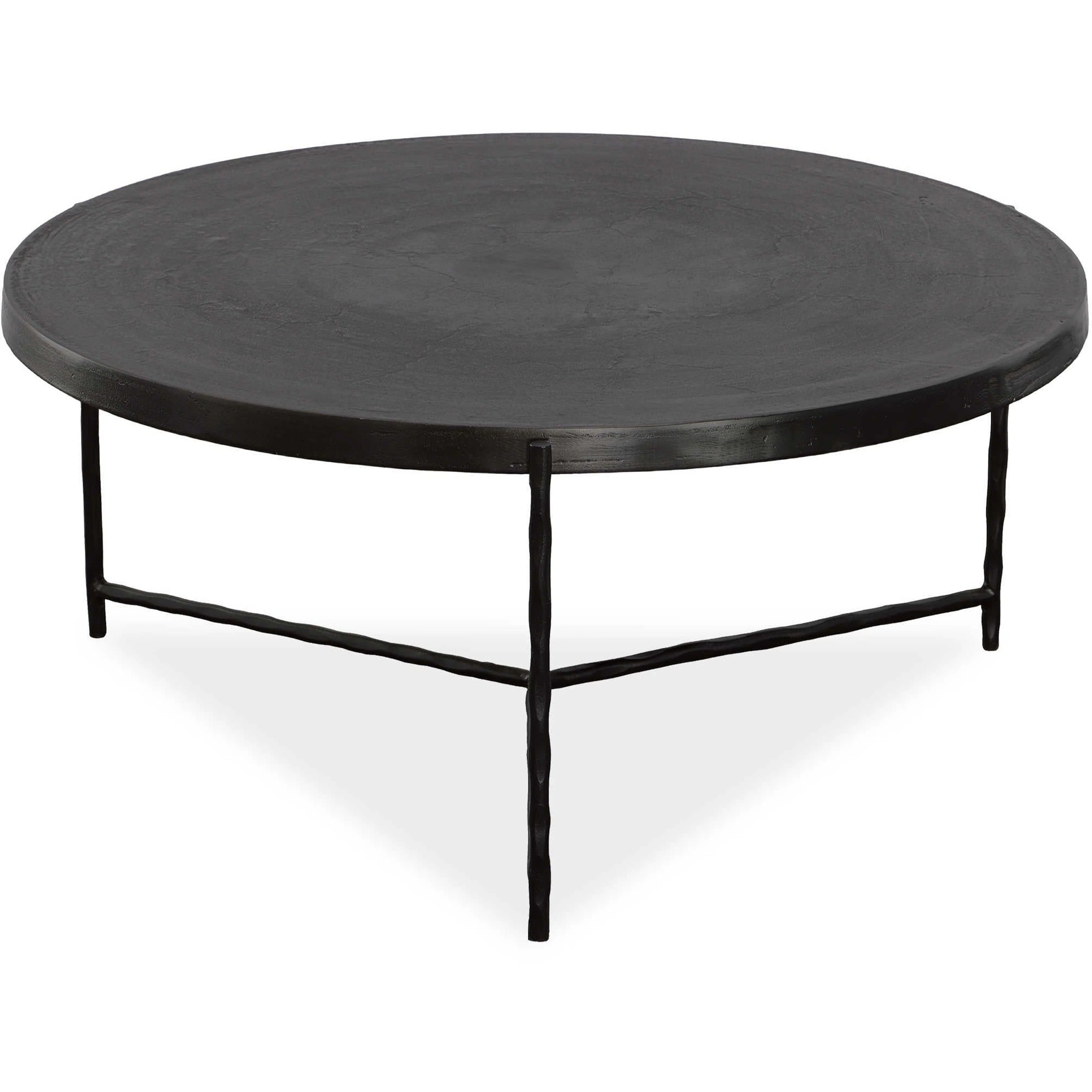 Uttermost Trellick Oxidized Black Top With Black Iron Base Modern Coffee Table - Image 3