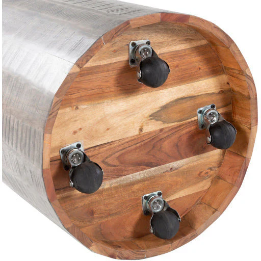 Surya Troyes Modern Gray Wood Round Accent Side Table TOE-003 - Image 5