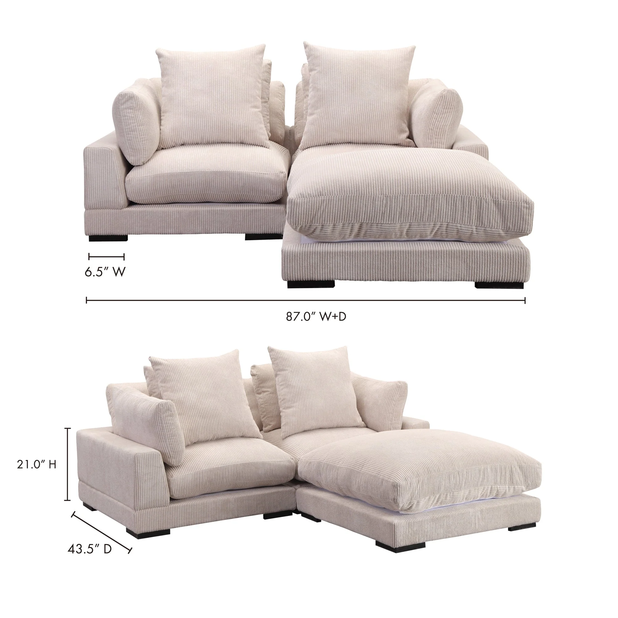 Moe's Home Collection Tumble Nook Light Brown Modular Sectional - Image 6