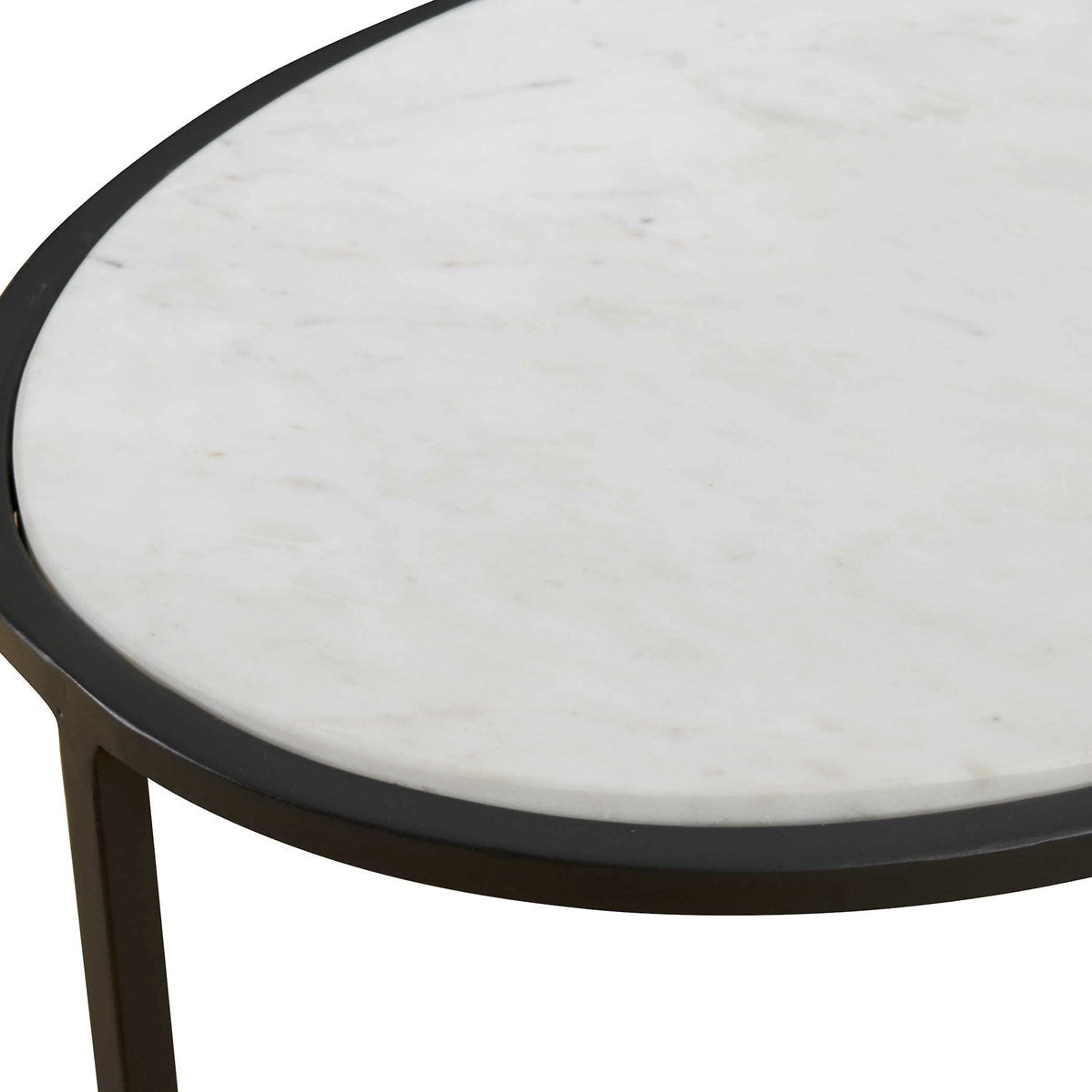 Uttermost Twofold White Marble Stone Top With Black Iron Base Accent Table - Image 6