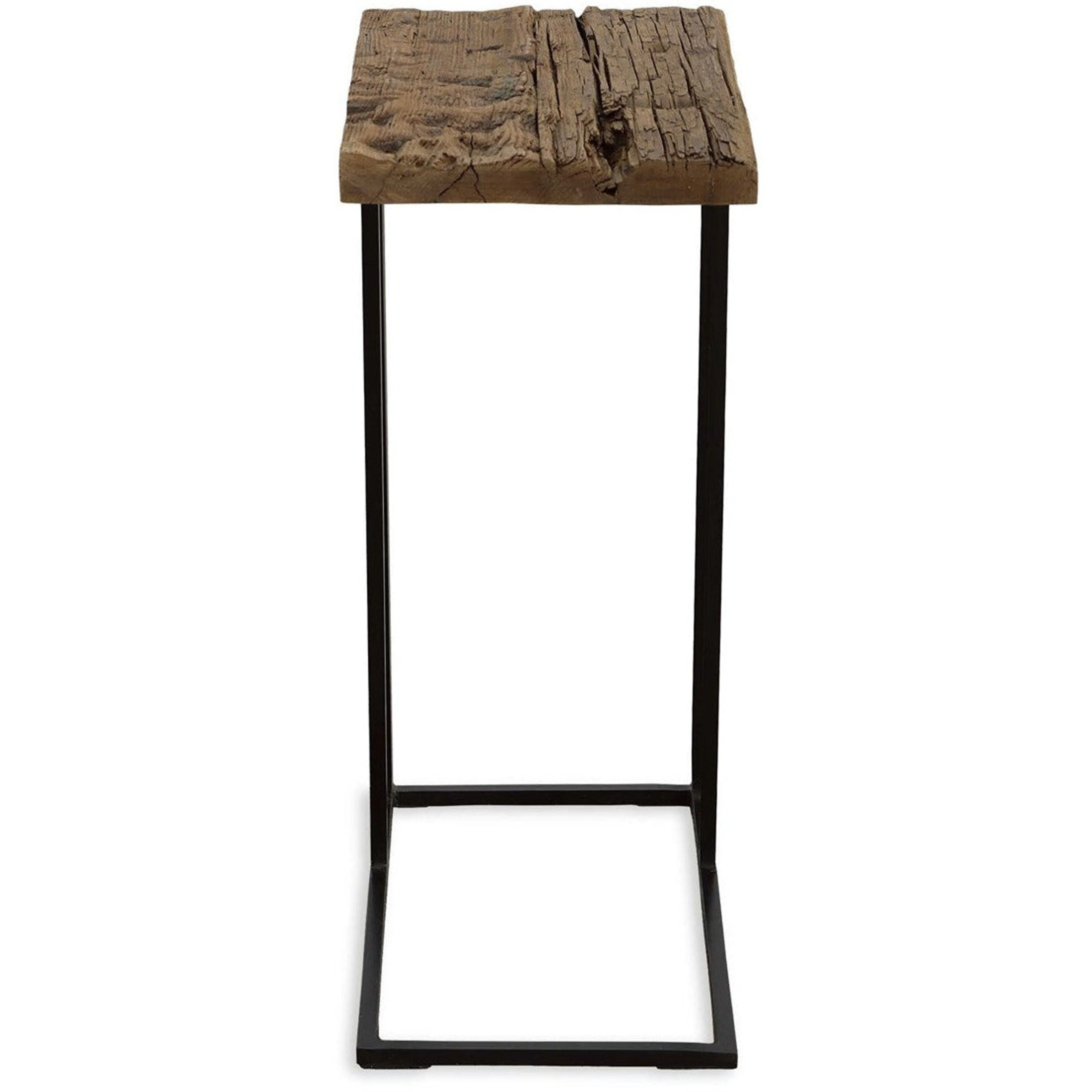 Uttermost Union Reclaimed Wood With Black Iron Base Rustic Modern Accent Table - Image 3
