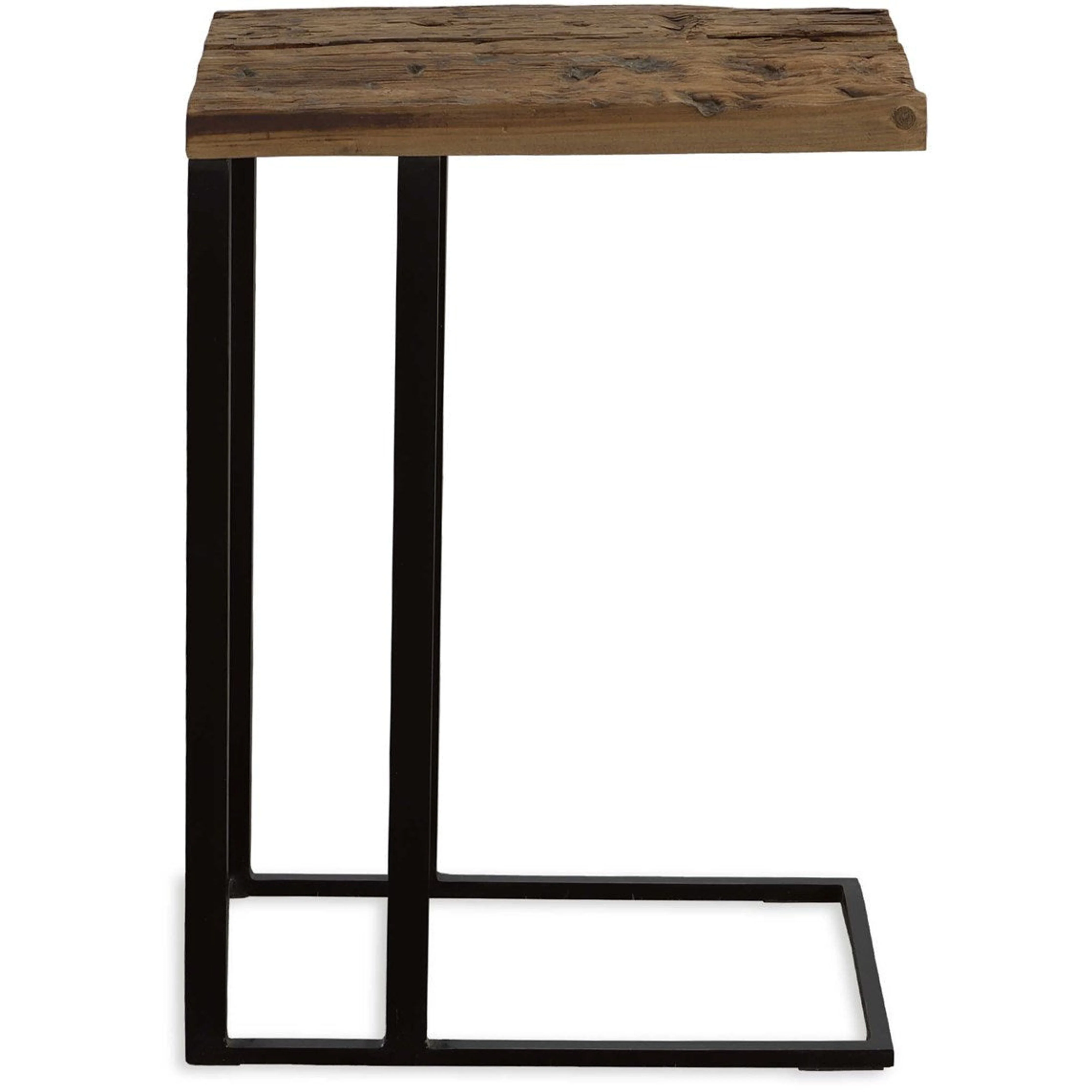 Uttermost Union Reclaimed Wood With Black Iron Base Rustic Modern Accent Table - Image 4