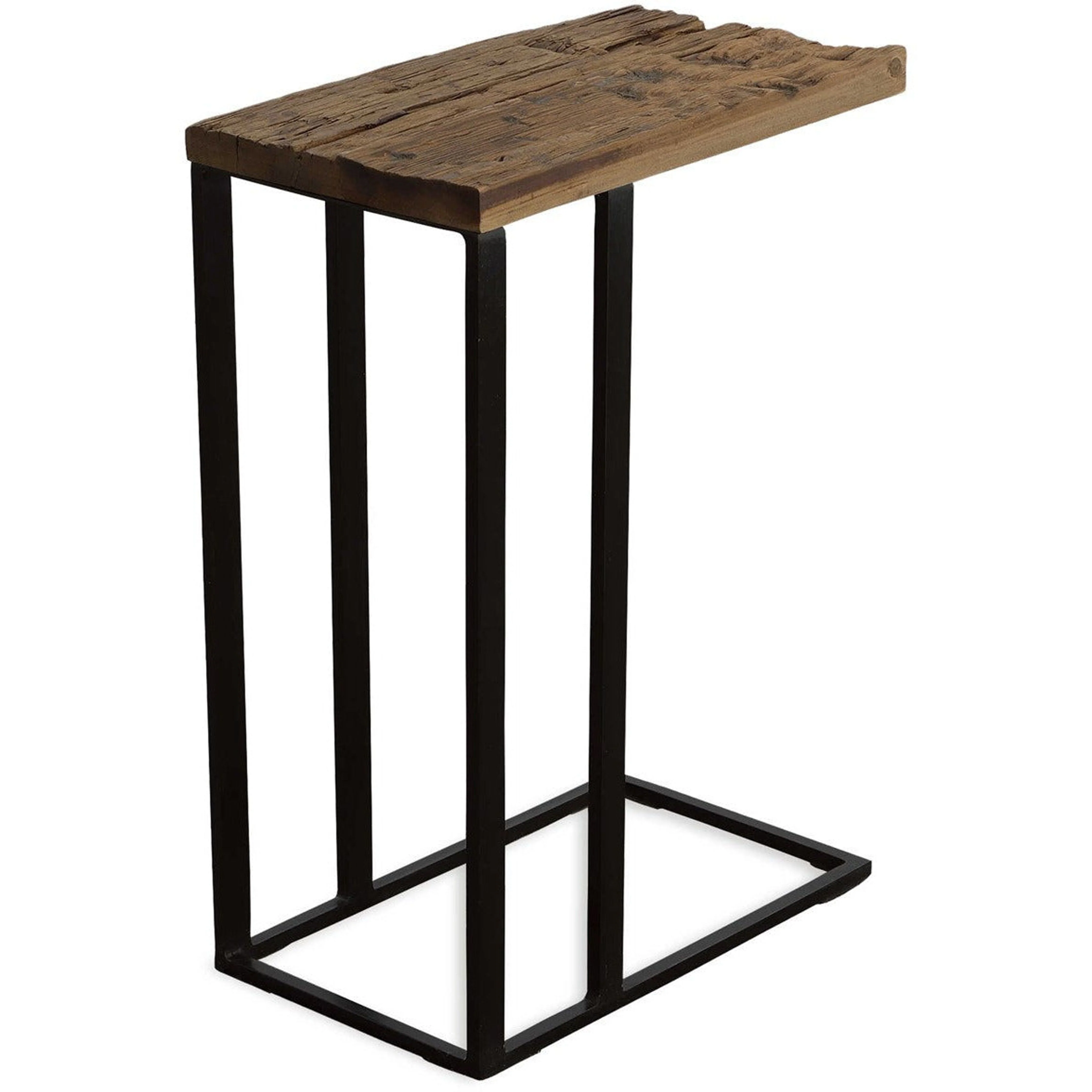 Uttermost Union Reclaimed Wood With Black Iron Base Rustic Modern Accent Table - Image 5