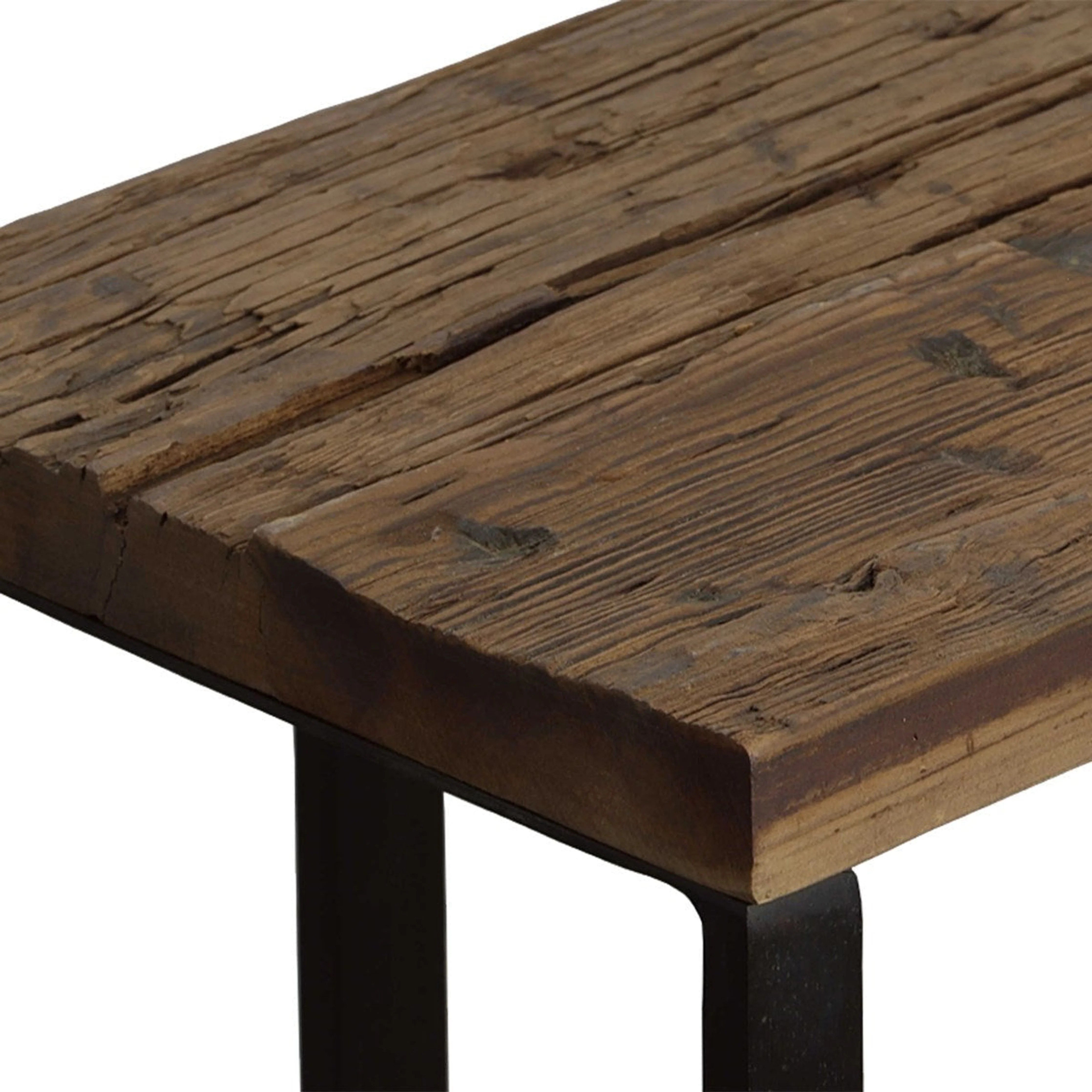 Uttermost Union Reclaimed Wood With Black Iron Base Rustic Modern Accent Table - Image 7