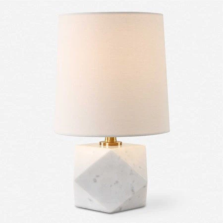 Uttermost A Cut Above White Marble Table Lamp With Linen Shade - Image 4