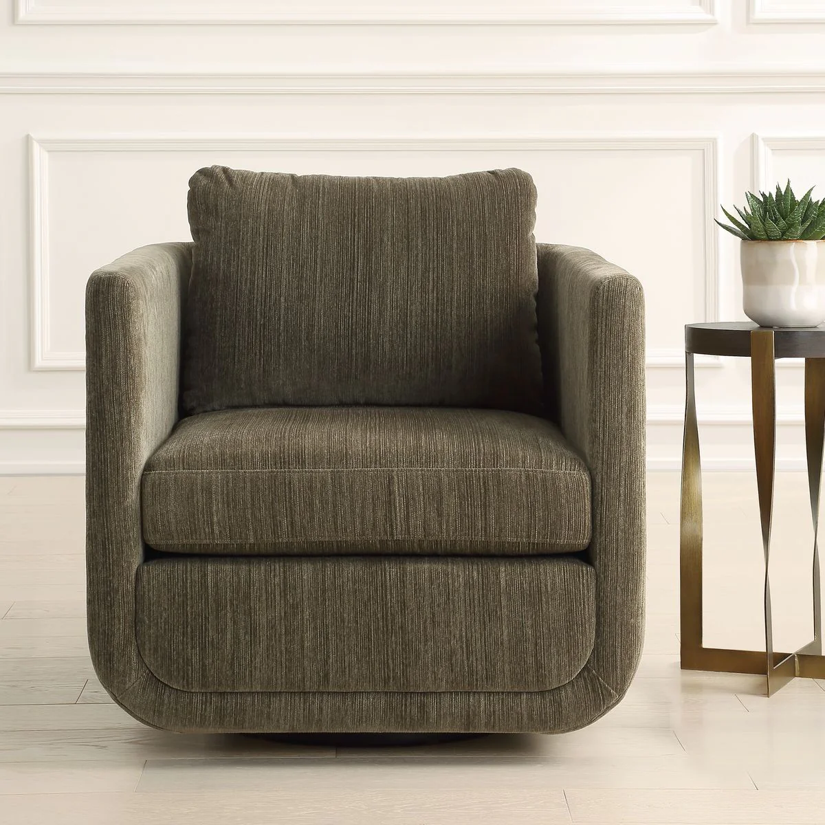 Uttermost Abound Herb Textured Chenille Swivel Chair - Image 7