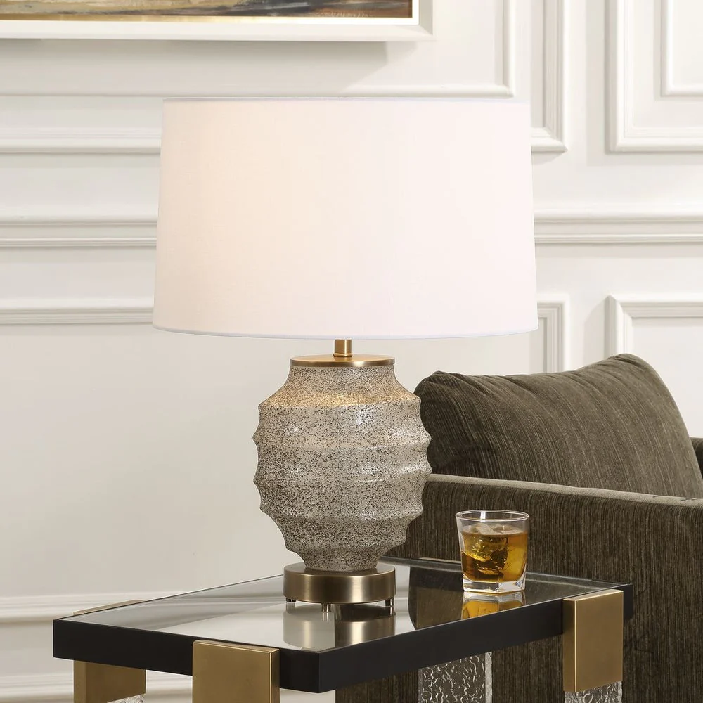 Uttermost Acosta Textured Glass Table Lamp With White Linen Shade - Image 2