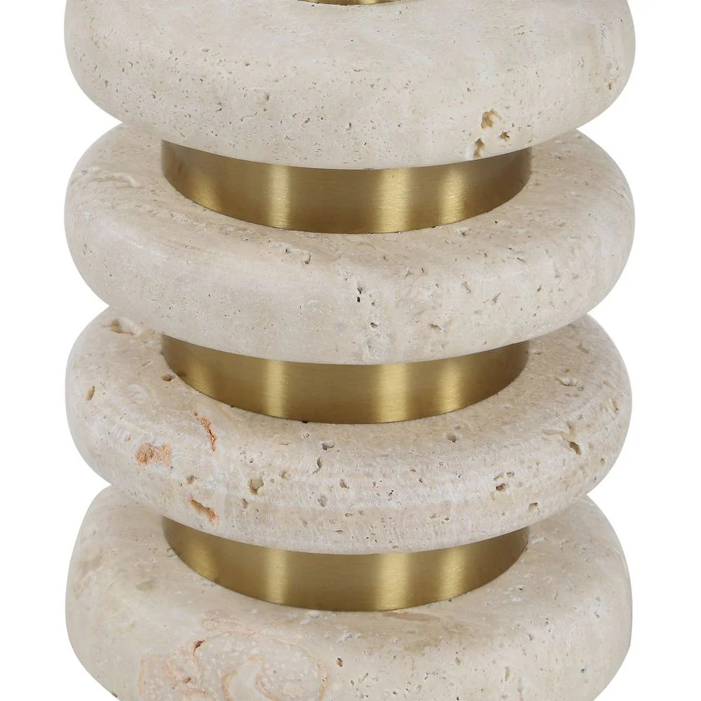 Uttermost Adames Natural Travertine With Brushed Brass Drink Table - Image 5