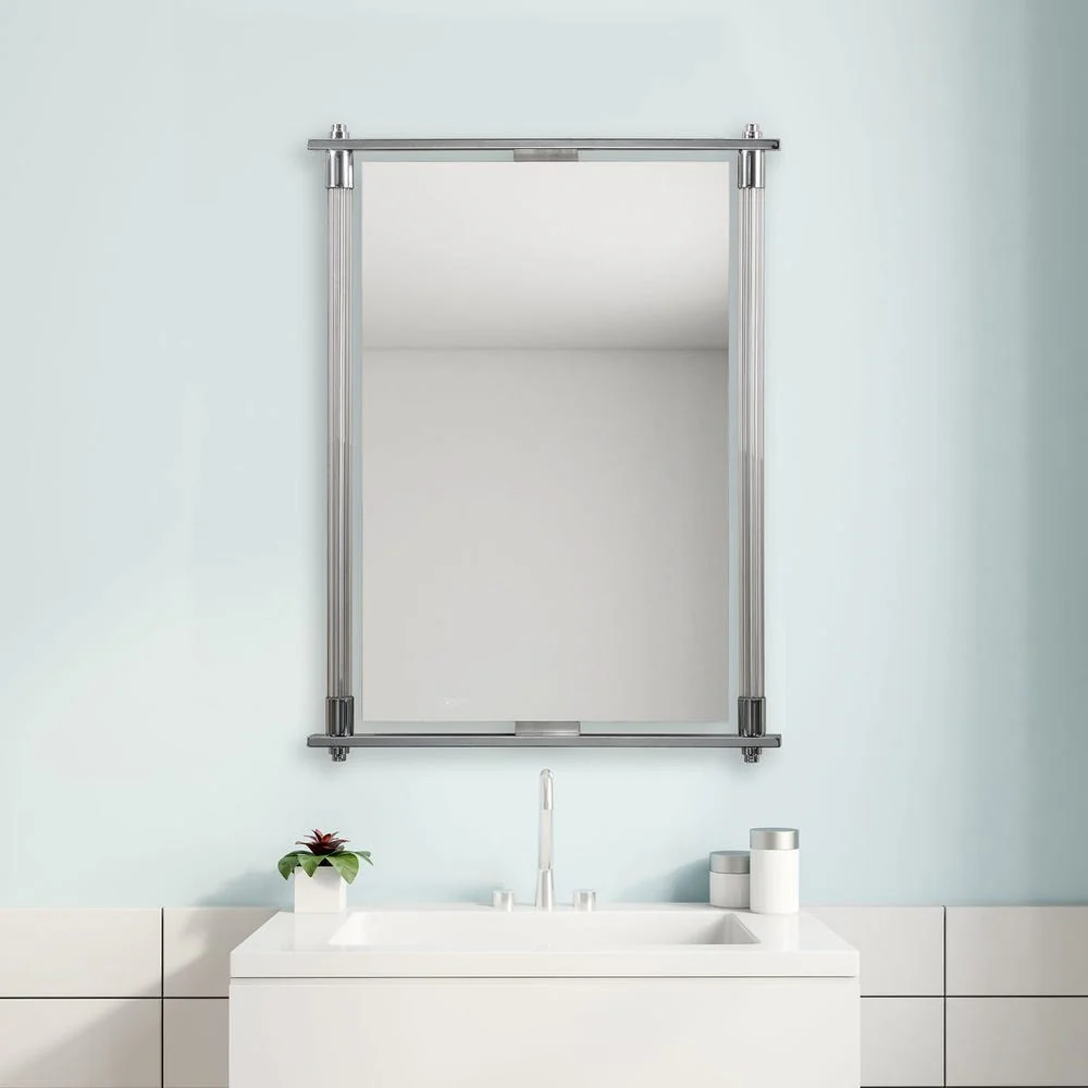 Uttermost Adara Ribbed Glass With Crome Mirror - Image 2