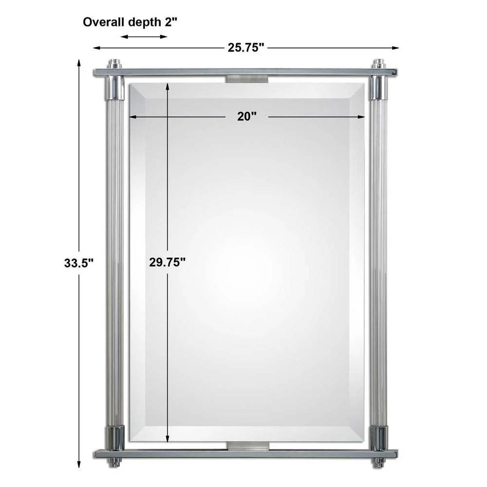 Uttermost Adara Ribbed Glass With Crome Mirror - Image 4