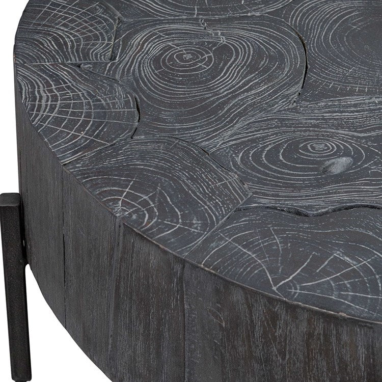 Uttermost Adjoin Rustic Black Teakwood With Iron Round Coffee Table - Image 6
