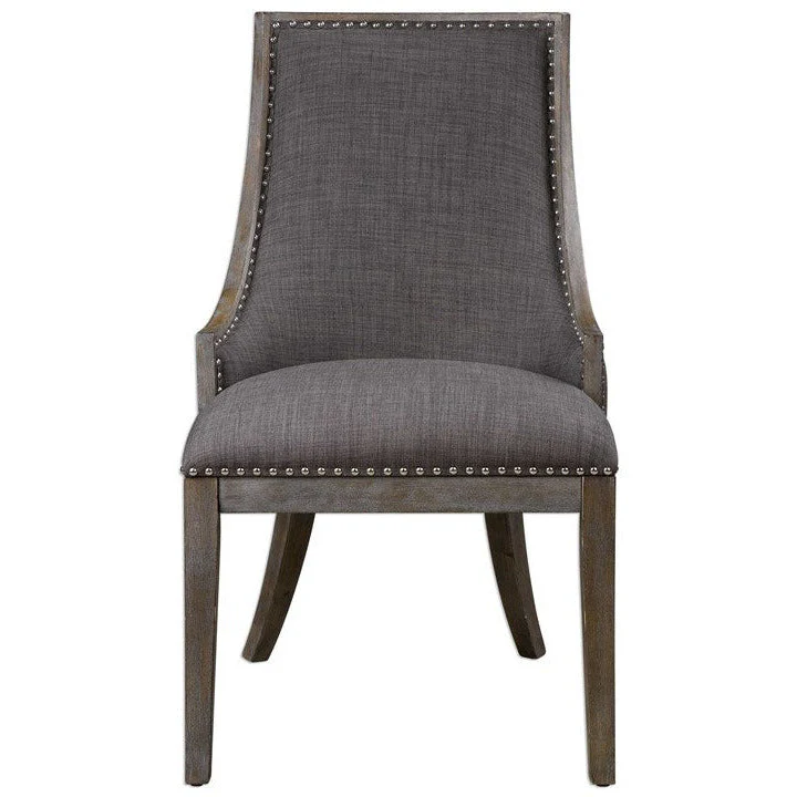 Uttermost Aidrian Charcoal Gray Linen Accent Chair - Image 3