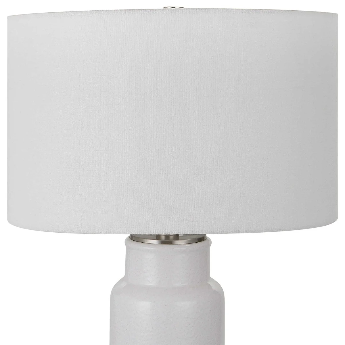 Uttermost Albany Textured White Glaze Ceramic Table Lamp With Drum Shade - Image 5