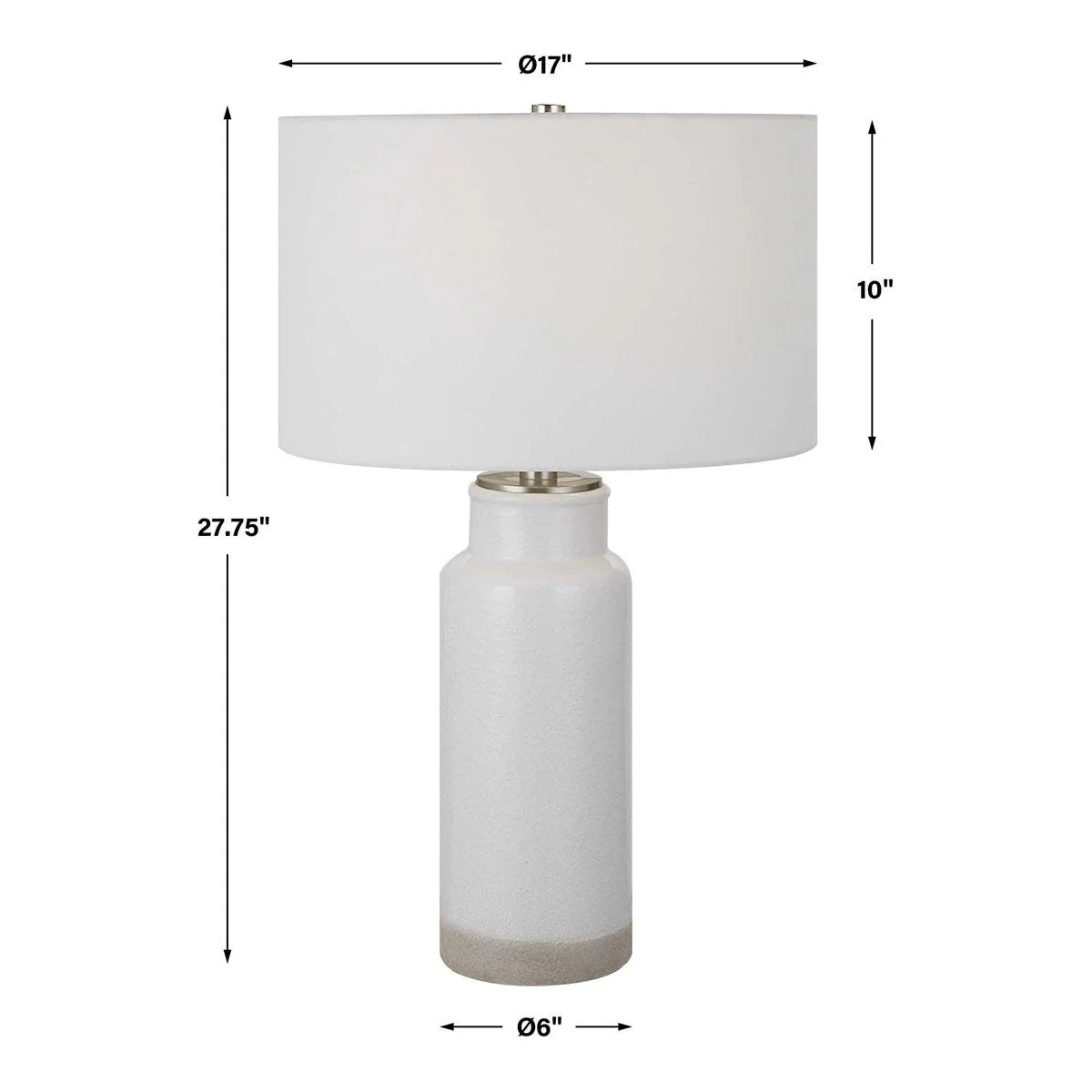Uttermost Albany Textured White Glaze Ceramic Table Lamp With Drum Shade - Image 8