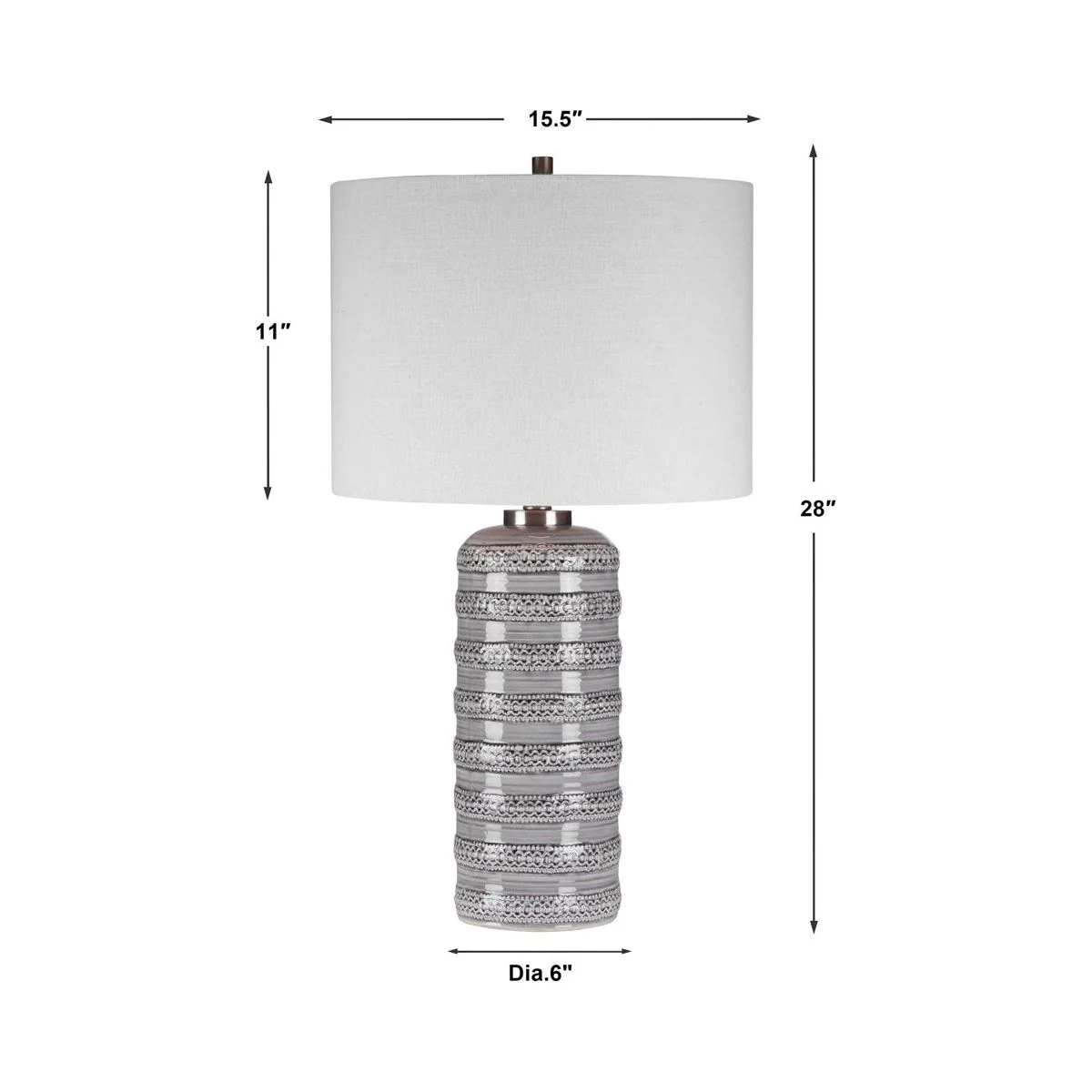 Uttermost Alenon Gray Glazed Ceramic Table Lamp With Linen Drum Shade - Image 6