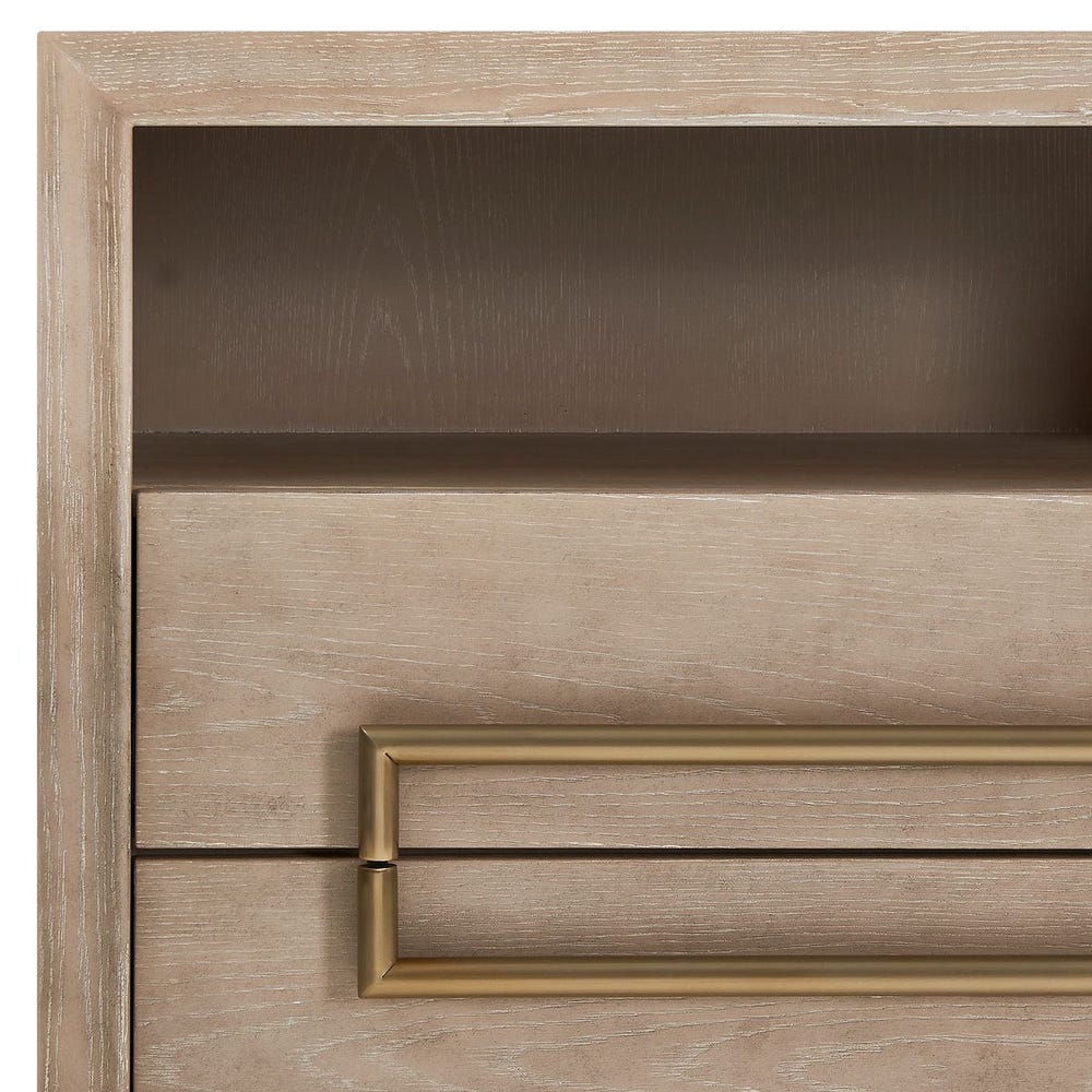 Uttermost Alessia Light Oak Side Table With Brushed Brass Hardware - Image 9