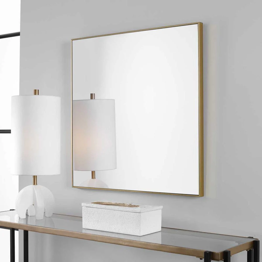 Uttermost Alexo Brushed Gold Square Mirror - Image 2