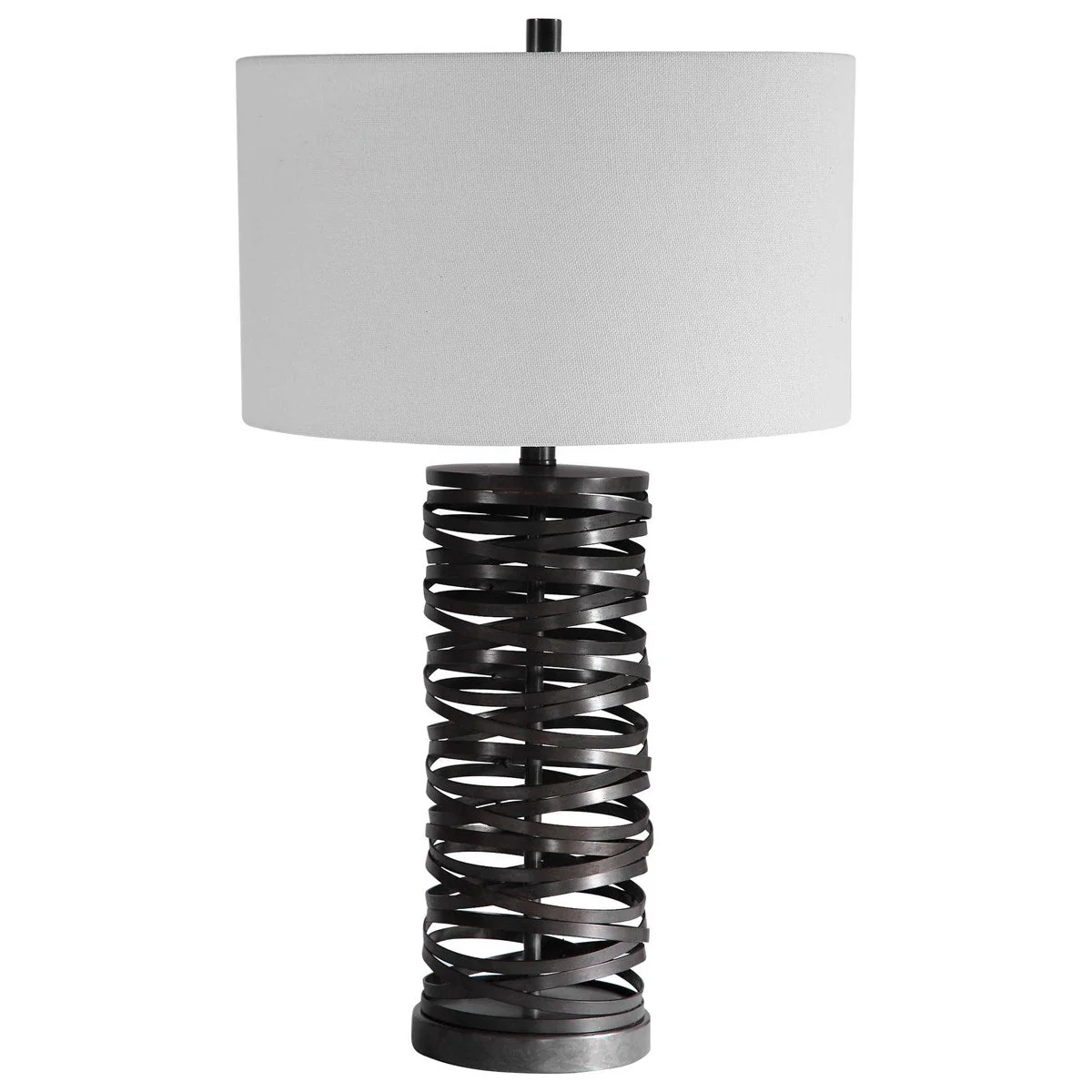 Uttermost Alita Aged Rust Black Table Lamp With White Linen Shade - Image 4