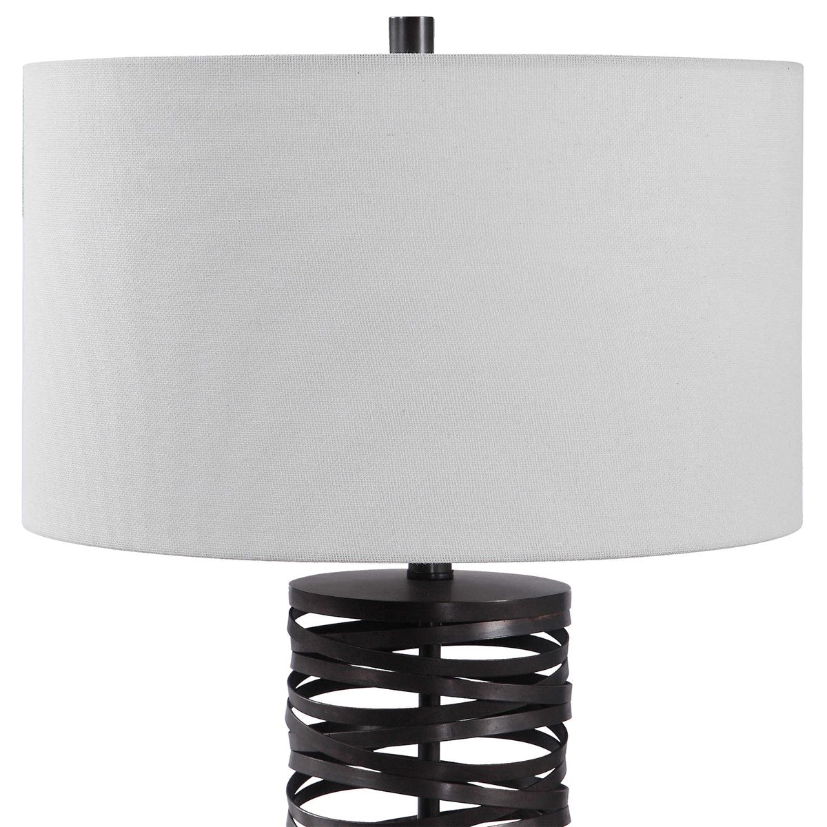 Uttermost Alita Aged Rust Black Table Lamp With White Linen Shade - Image 7