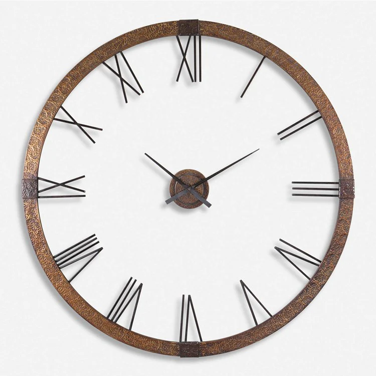 Uttermost Amarion Oversized Hammered Copper Modern Wall Clock - Image 2