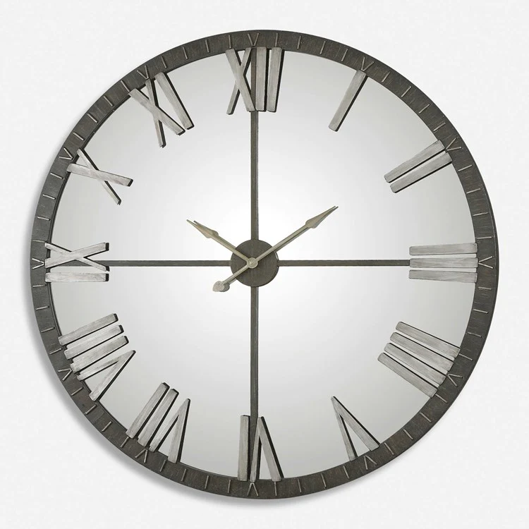 Uttermost Amelie Metal and Mirrored Oversized Modern Wall Clock - Image 2