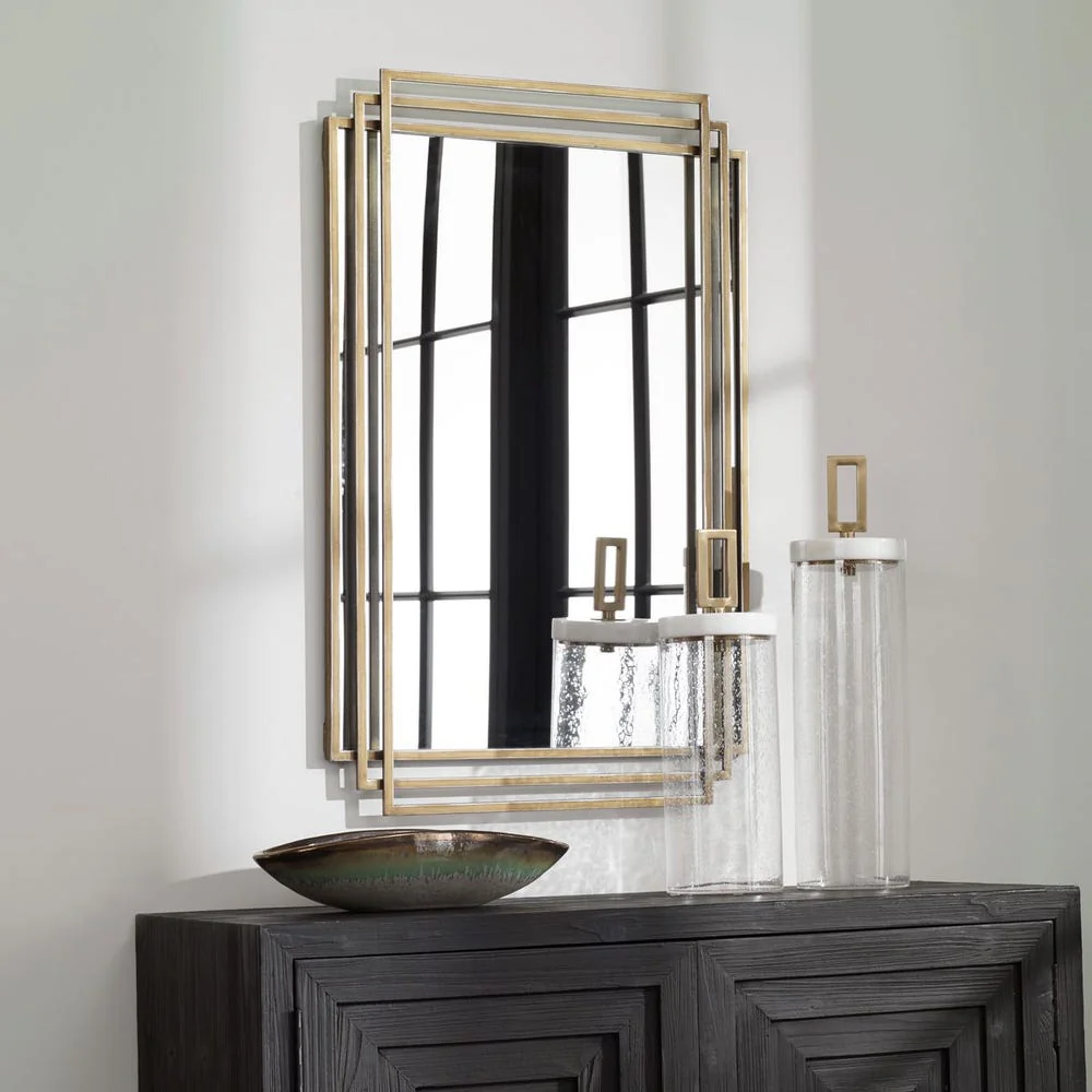 Uttermost Amherst Brushed Gold Iron Mirror - Image 2