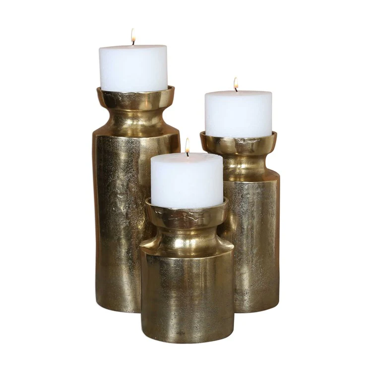 Uttermost Amina Antiqued Brass Set of 3 Candle Holders ~ Candles Included - Image 4