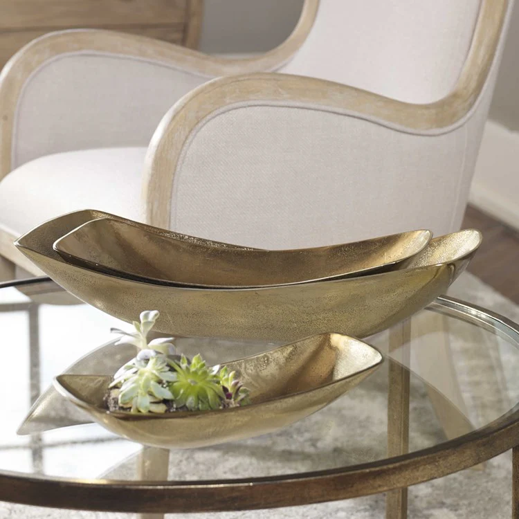 Uttermost Anas Textured Antique Brass Set of 3 Bowls