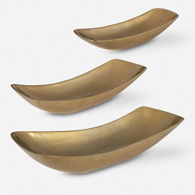 Uttermost Anas Textured Antique Brass Set of 3 Bowls - Image 2