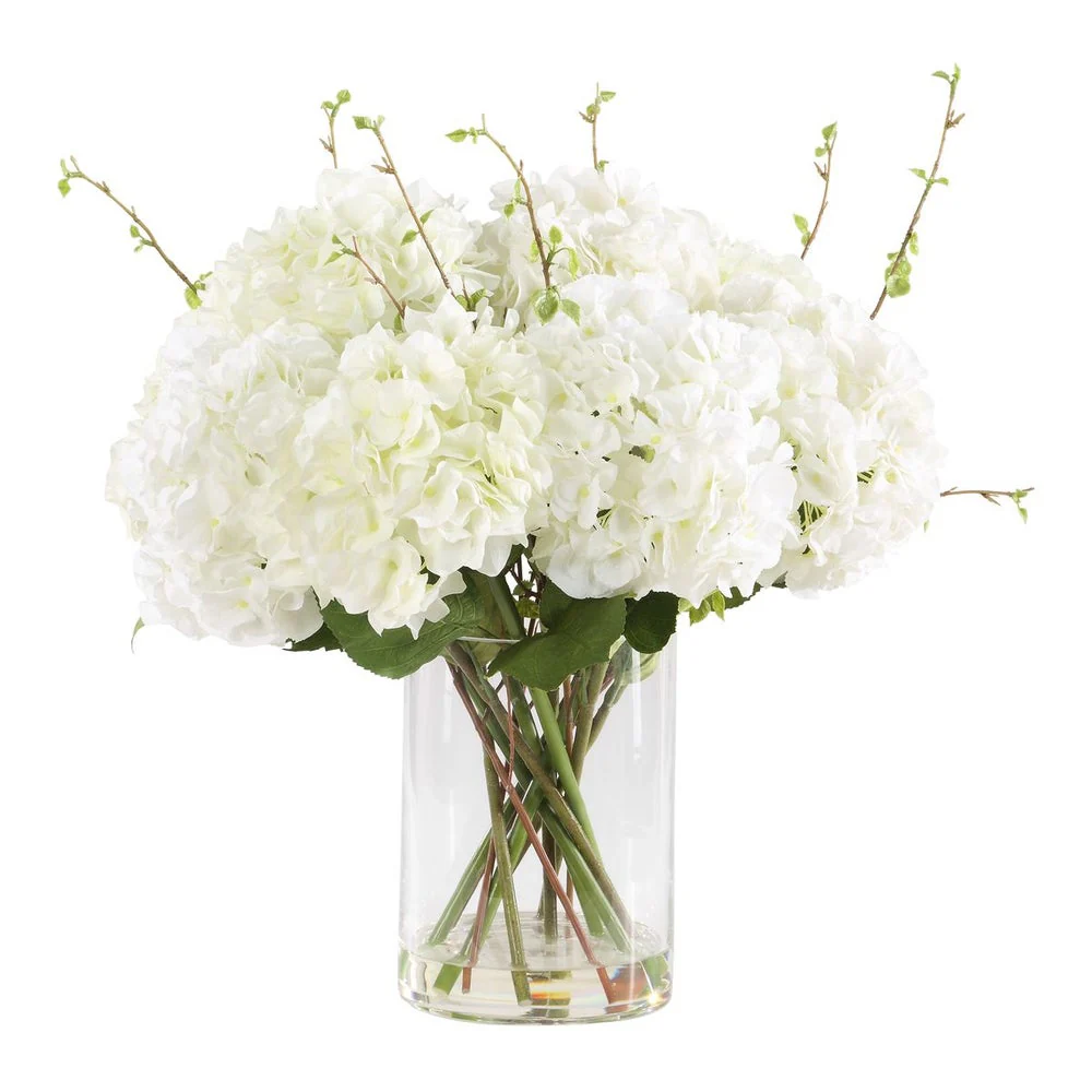 Uttermost Anastasia Cream Hydrangea Glass Vase Centerpiece - Image 4