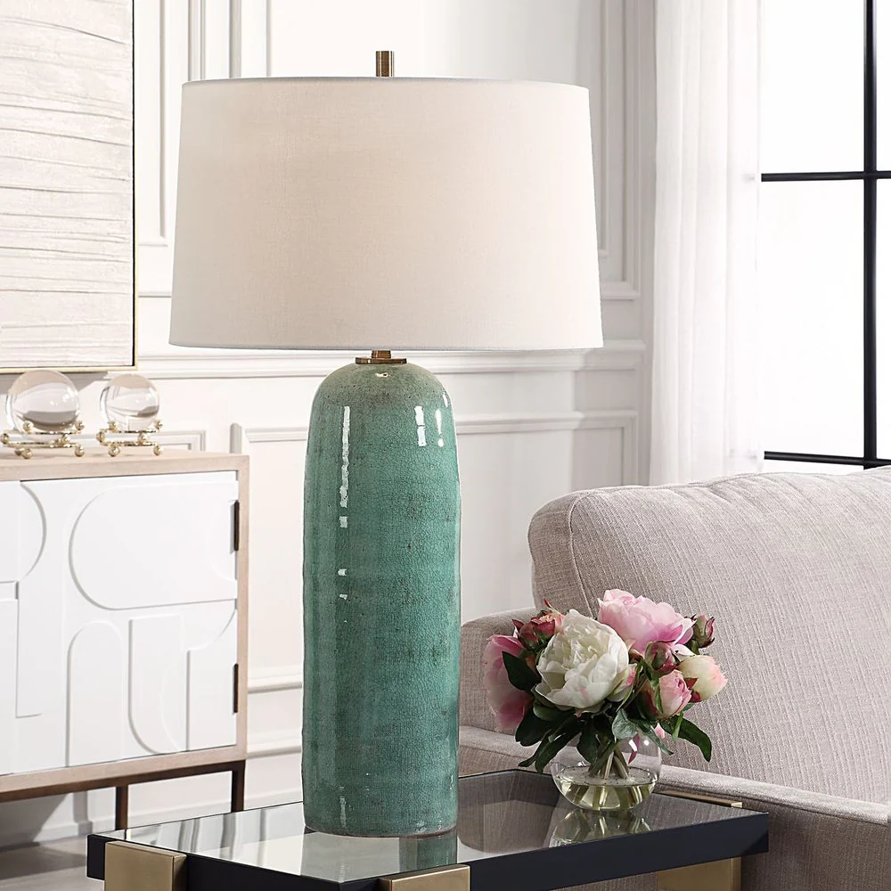 Uttermost Andale Crackled Teal Ceramic Base Table Lamp - Image 2