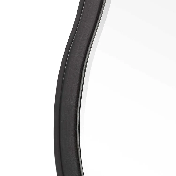 Uttermost Aneta Satin Black Wood Scalloped Round Mirror - Image 4