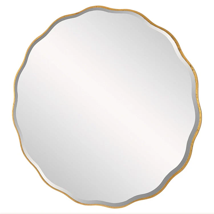Uttermost Anita Aged Gold Scalloped Wood Large Round Mirror - Image 5