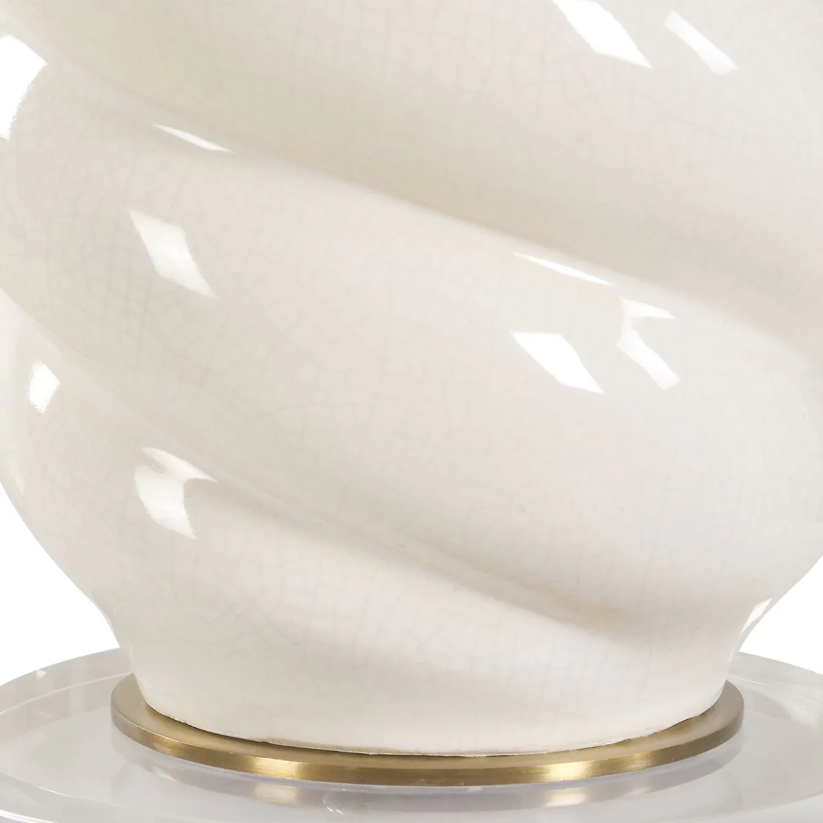 Uttermost Anneli White Ceramic Swirl Table Lamp With White Linen Shade - Image 5