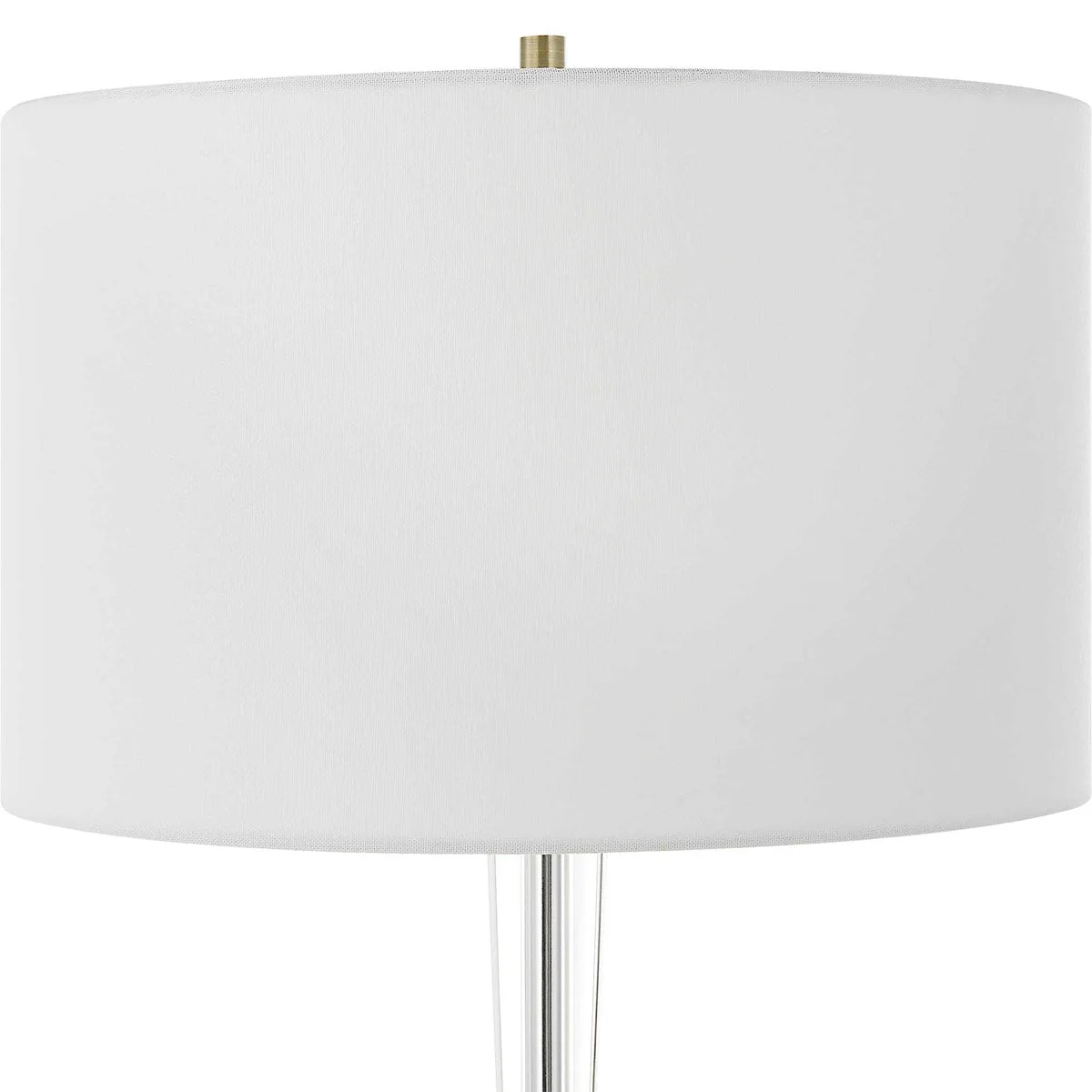 Uttermost Annily Crystal Column and Antiqued Brass Table Lamp With White Linen Round Drum Shade - Image 5
