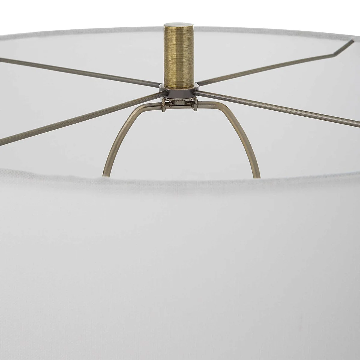 Uttermost Annily Crystal Column and Antiqued Brass Table Lamp With White Linen Round Drum Shade - Image 6