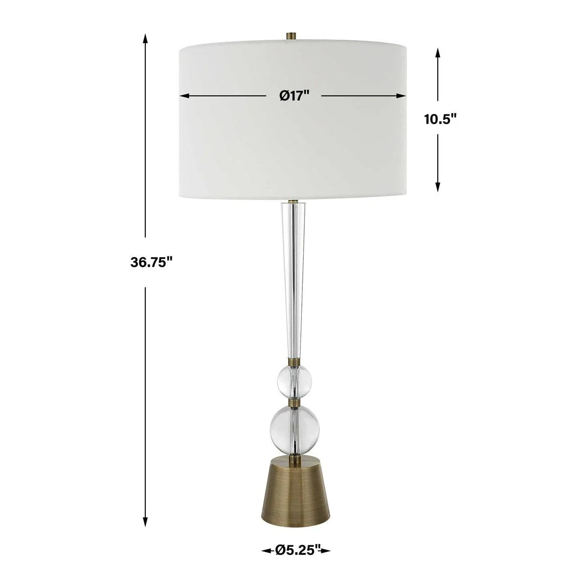 Uttermost Annily Crystal Column and Antiqued Brass Table Lamp With White Linen Round Drum Shade - Image 8