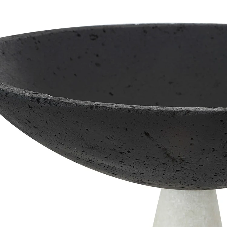 Uttermost Antithesis Black and White Stone Set of 2 Modern Pedestal Bowls - Image 3