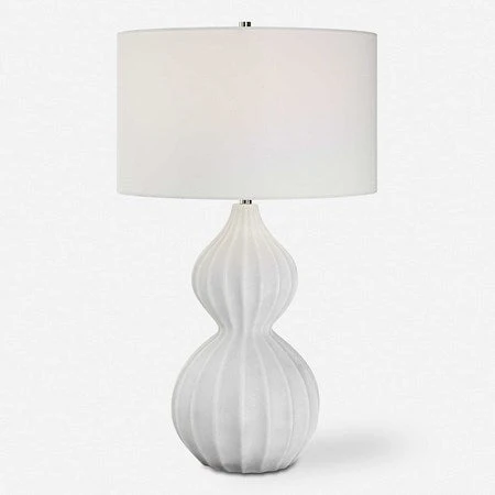 Uttermost Antoinette Ivory Stone Table Lamp With White Linen Shade - Image 2