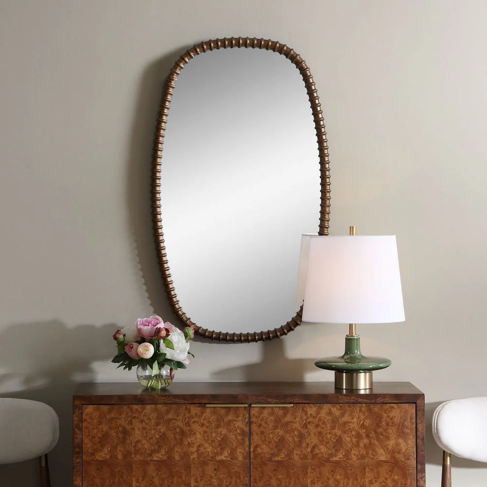 Uttermost Apphia Warm Bronzed Ribbed Framed Mirror