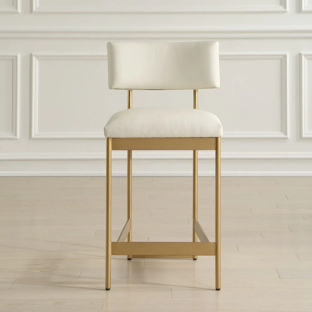 Uttermost Apsley Winter White Gold Framed Counter stool