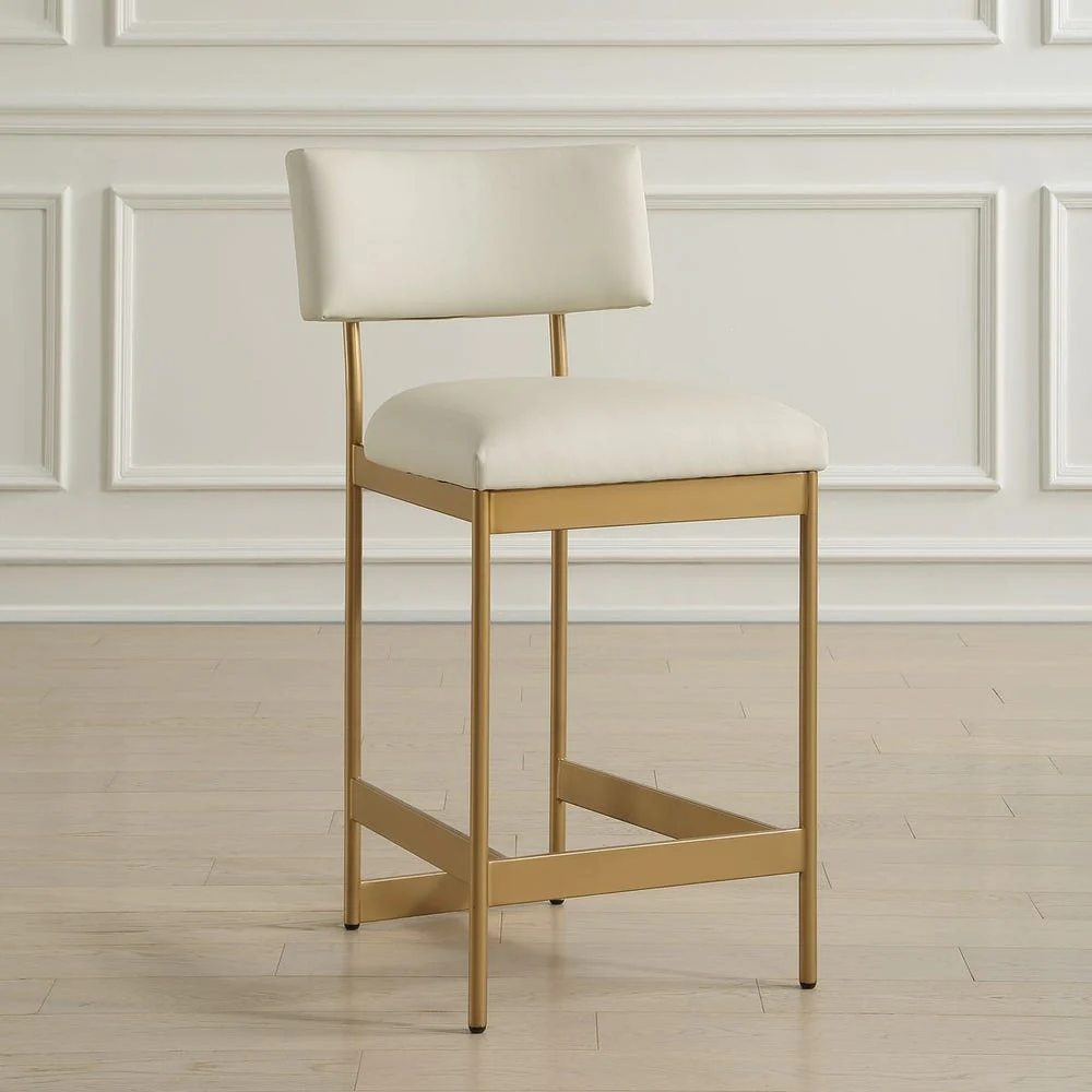 Uttermost Apsley Winter White Gold Framed Counter stool - Image 2