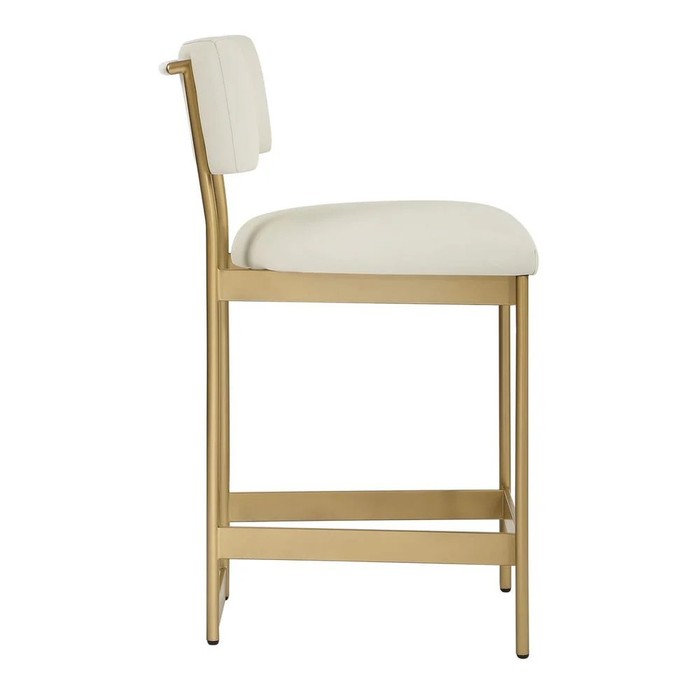 Uttermost Apsley Winter White Gold Framed Counter stool - Image 5