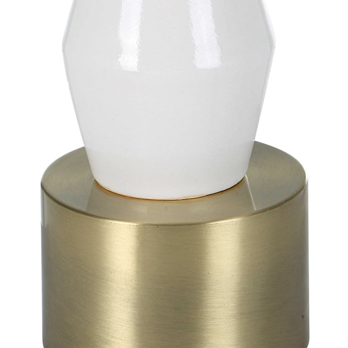 Uttermost Architect Ivory Gloss Glazed and Antique Brass Ceramic Table Lamp With White Linen Shade - Image 5