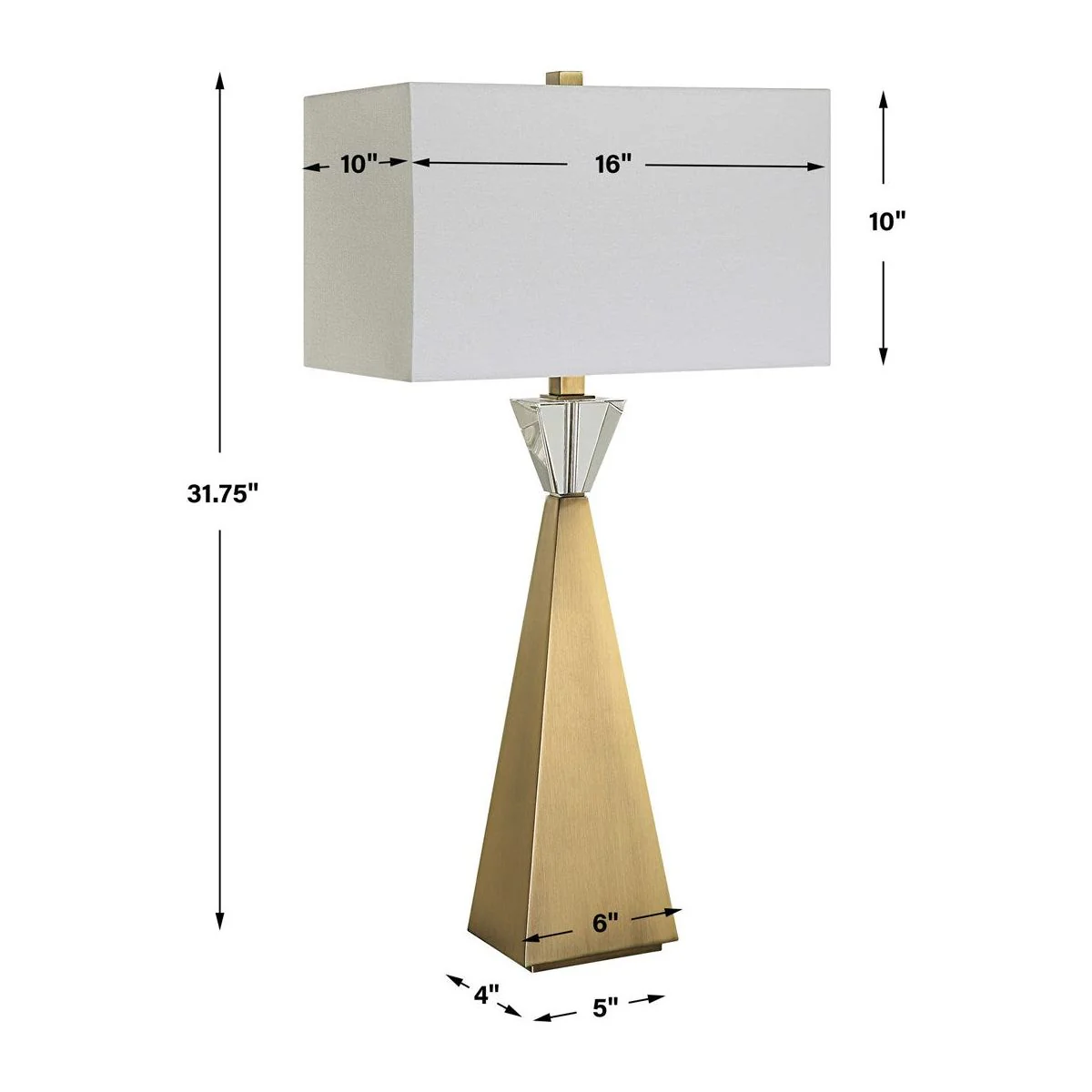 Uttermost Arete Antique Brass Iron Table Lamp With White Linen Shade - Image 5