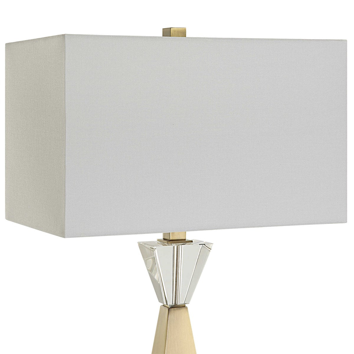 Uttermost Arete Antique Brass Iron Table Lamp With White Linen Shade - Image 7