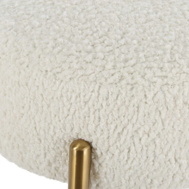 Uttermost Arles White Faux Shearling Seat Counter Stool With Brushed Brass Base - Image 5